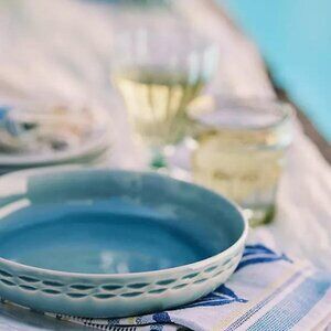 NEW The Mediterranean Dish Chiseled Stoneware Bowls, Set of 4 - Dark Blue